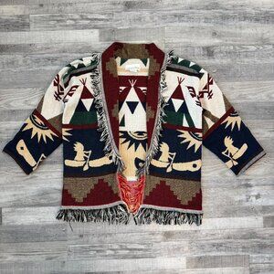 J Katherine Designs Southwestern Tapestry Cardigan OSFA Fringe, Native American
